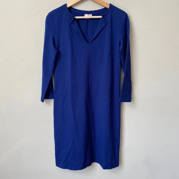 Persifor Women's XS 3/4 Sleeve Solid Tyler V-Neck Sheath Shift Knit Dress Blue - Picture 5 of 16